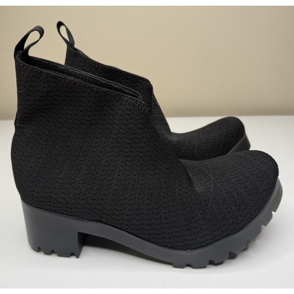 Charleston Shoe Co. Upper Monterey Boot Womens 10 Black Stretch Knit Chunky Sole